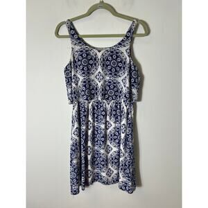 Charlee Navy and White Pattern Dress Sz S